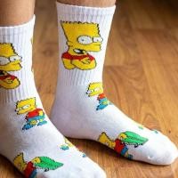 ราคา ถุงเท้า Oldschool มีโลโก้ Simpsons Motif || ถุงเท้าสเก็ตโรงเรียนเก่าสีขาว || ถุงเท้ากีฬาแบบยาว (28875166427)