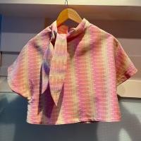 ราคา เสื้อผ้าไทยคอโบว์ แขนปล่อย โทนสีชมพูพาสเทลทอสลับเฉดสีเหลืองพาสเทล [used] (28388148369)