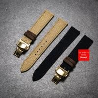 ราคา สายนาฬิกาผ้าแคนวาสบุหนังและหัวเข็มขัดกันแตกหัก สาย GOLD sei.ko 5 SNK, hail.ton ขนาด 18mm ถึง 22mm (55061639019)