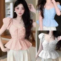 ราคา เสื้อแขนตุ๊กตาแต่งปล่อยชายระบาย เนื้อผ้าคอตตอน รุ่นสม็อคหลัง ดีเทลมีเชือกผูกโบว์ด้านหน้า น่ารักมาก ใส่ไปคาเฟ่ (44161569198)