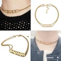 ราคา 100% ของแท้แท้ใหม่ DIOR CHOKER ตัวอักษรแฟชั่นสร้อยคอ (52209787948)