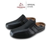 ราคา FREEWOOD OPEN HEEL CASUAL SHOES รองเท้าลำลองผู้ชาย หนังแท้ แบบเปิดส้น รุ่น 79-6131 สีดำ ( BLACK ) (7453074100)