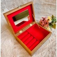 ราคา งานกล่องไม้สักทอง กล่องเครื่องประดับ สร้อย แหวน สีไม้สักทอง (20200388207)
