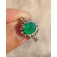 ราคา แหวนโมราหรืออาเกต (Green Agate) ตัวเรือนเงินแท้ 92.5% ชุบทองคำขาวแท้ ดีไซน์สวยหรู ไซส์แหวน 54 (20246368071)