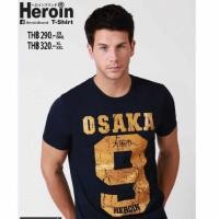 ราคา ส่งต่อเสื้อยืดสีดำ ป้าย Heroin สกรีนสีทองOsaka ไซต์ M มือสอง (25466174959)