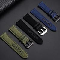 ราคา 22mm 24mm Nylon Canvas Cowhide Bottom Watch Strap for Panerai PAM111 PAM441 watch Men's Watchband for Breitling Hamilton (45659491531)