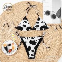 ราคา BikiniTime (S-XL) SB157 มาใหม่ บิกินี่ ทูพีซ ลายแม่วัว ผูกคอผูกหลัง มีฟองน้ำเสริม มีซับใน ชุดเที่ยวทะเล (7080334971)