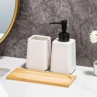 ราคา APHOME ขวดสบู่เซรามิกและชุดภาชนะอเนกประสงค์พร้อมถาดไม้ตู้ทําสบู่เซรามิก BETH (43428750712)