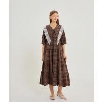 ราคา Serendipity Dress - Brown เดรสผ้าพีชสกิน ซับใน เชือกผูกด้านหลัง ปกระบายลูกไม้ (40602596167)