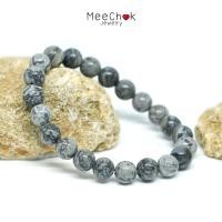 ราคา หินซิลเวอร์เลช อาเกต Silver Lace Agate 8 มิล หินสามัคคี เม็กซิกันอาเกต หินมงคล หินสีเทา By.Meechok (7756590988)