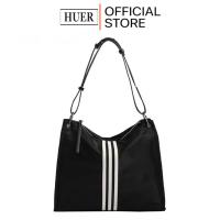 ราคา London Berry by HUER ~ กระเป๋าสตรี Magha ทนทาน Nylon Stripes Hobo Bag 9536-435Black (42055776451)