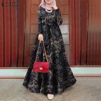ราคา ▣ Muslimah ผู้หญิงมุสลิมแขนยาวลายดอกไม้,ชุดเดร (24740523831)
