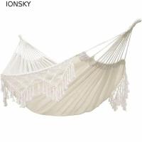 ราคา IONSKY เปลญวน Double Deluxe ขนาดใหญ่พร้อมพู่ทอ เปลญวน 2 คน เตียงแขวนโรแมนติก Boho สไตล์ผ้าใบหนา Swing เก้าอี้ชายหาด (45712085430)