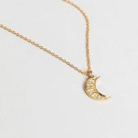 ราคา (Soldout) Moon crystal พระจันทร์เสี้ยวสร้อยคอเงินชุบทองพร้อมจี้รูปพระจันทร์ประดับคริสตัล (1819275793)