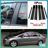 ราคา COD 6ชิ้นสีดำมันวาว คาร์บอนไฟเบอร์ ปกเสา B C BC ประตูกลาง สำหรับ Civic FD 2006-2011 วัสดุPC (58058718250)