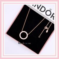 ราคา [พร้อมส่ง สินค้าแท้ ] 45 cm สร้อยคอ.แพน.โด.ร่า Circle of Sparkle Necklace สีโรสโกลน์ (46660597004)