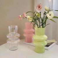 ราคา พร้อมส่งในไทย แจกันสุดน่ารัก ทรงเสาโบราณ แต่สีสันทันสมัย สวยหรู เป็นแก้ว (53359399363)
