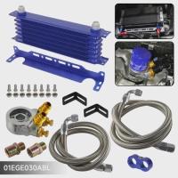 ราคา Thermostat Oil Filter Adapter Kit Black/Blue 7 Row Engine Racing Trust Oil Cooler w/ (47756889086)