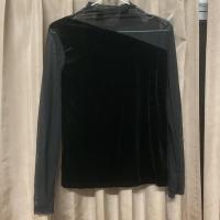 ราคา เสื้อแขนยาวสีดำ กำมะหยี่+ซีทรู (มือ 2) (20658789283)