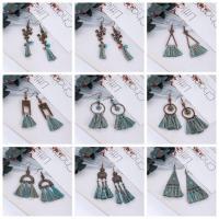 ราคา Boho ผ้าฝ้ายสีเขียวดอกไม้รอบ Dangle ต่างหูผู้หญิง Retro โบราณเรขาคณิต Dreamcatcher ต่างหูเครื่องประดับอินเดียใหม่ (25043773805)