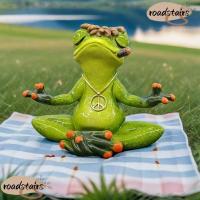 ราคา ประติมากรรมกบ ROADSTAIRS, ตุ๊กตากบเซนสีเขียวการ์ตูน, สวนตกแต่งกบโยคะเรซินน่ารัก (53408920887)
