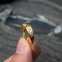 ราคา แหวนพลอยเพทาย สีฟ้า ( Blue Zircon) เรือนเงินแท้ 92.5% ชุบทอง ไซส์นิ้ว 54 หรือเบอร์ 7 US สินค้ามีใบรับประกันจากทางร้าน (56151927642)
