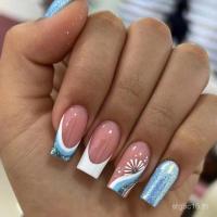 ราคา Simple สีขาวภาษาฝรั่งเศสคําสีฟ้าดอกไม้ Strobe Blue Gold สีชมพูภาษาฝรั่งเศสคํายุโรปอเมริกัน ins สไตล์สวมใส่เกราะขายส่ง (45658527746)