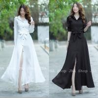 ราคา เสื้อผ้าแฟชั่น ผู้หญิง เดรสเชิ้ตคอปก ใส่เที่ยว ใส่ทำงาน สวย ดูดี เดรสยาวสีดำ ขาว ชมพู เหลือง กรม แดง เขียว น้ำตาล (27567666402)