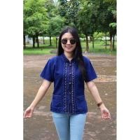 ราคา เสื้อหม้อฮ่อมแขนสั้นปักลายดอกไม้อก36-42“สินค้าใหม่‼️ซักไม่หด ทรงสวย (29705855064)