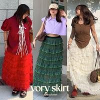ราคา *มีส่งด่วน/ทันที* upeachme(H6.1) VORY SKIRT (เอว24-44) กระโปรงยาวระบาย7ชั้น กระโปรงยาวผ้ามุ้งผ้าชีฟอง กระโปรงยาวพลัสไซส์ (48805594057)