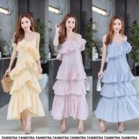 ราคา เดรสสายเดี่ยวตัวยาว แต่งระบายชั้นๆ สลับทูโทน (7038971294)