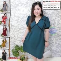 ราคา เดรส สาวอวบ ชุดทำงาน แต่งกุ้นลายเส้น แฟชั่น ผ้าวูลเวฟ 2XL - 3XL เสื้อผ้าคนอ้วน เสื้อผ้าสาวอวบ DMD045 (6077541039)