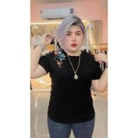 ราคา เสื้อยืดสาวอวบ เสื้อสาวอวบ แขนสั้น ปักดอกไม้ LM (19430880989)