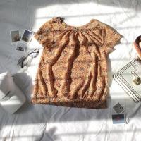 ราคา เสื้อแขนสั้นผ้าชีฟอง ลายดอกไม้สีน้ำตาล มือสอง (15186946868)