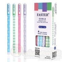 ราคา ปากกาลูกลื่น FASTER CX912-FAN ด้ามเหลี่ยม แบบปลอก ขนาด 0.38 mm. หมึกน้ำเงิน บรรจุ 12แท่ง/กล่อง จำนวน 1กล่อง พร้อมส่ง (24687272654)