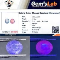 ราคา 1.90 cs Natural Color Change Sapphire Blue to Purple color origin Ceylon (Sri Lanka) No Heat Memo GLI (41160237004)