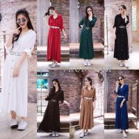 ราคา Thongyoy Maxi274-แมกซี่เดรสเชิ้ตผ้ายืดเกาหลี สีพื้น (สอบถาม) (67099965)