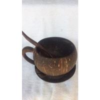 ราคา ถ้วยกาแฟพร้อมจานรองและช้อนทำจากกะลามะพร้าว (8171714527)