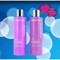 ราคา Pravana The Perfect Blonde Purple Toning Shampoo Cleanse/Conditioner 325 ml แชมพู ครีมนวดผม เม็ดสีม่วงสำหรับผมสีเทา (40520895435)