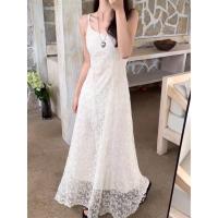 ราคา พร้อมส่ง (XS-2XL)เดรสยาวลูกไม้ทอลายพรีเมียม เดรสลูกไม้ เดรสสาวอวบ เดรสไปทะเล เดรสสีขาว (43979916781)
