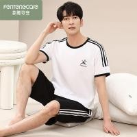 ราคา Fenteng Kean ชุดนอนผ้าฝ้ายแท้ผู้ชายกางเกงขาสั้นแขนสั้นรอบคอเสื้อสวมหัวผู้ชายบางหลวม Loungewear 5.3 (50009890351)