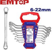 ราคา EMTOP ประแจแหวน 8 ตัวชุด ขนาด 6-22 มม. ในคลิปพลาสติก แขวนได้ รุ่น EFRS10801 ( Offset ring spanner set ) (18096339643)