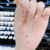 ราคา Premium Fashion Diamond Embedding Love Tassel Earrings Earrings Earstuds Long Earrings Party Jewelry (23632395869)