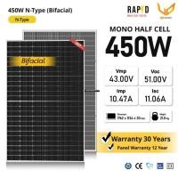 ราคา ส่งฟรี RAPD แผงโซล่าเซลล์ 450W Mono Half cell Bifacial (รับแสง 2 ด้าน) รับประกันแผง 12 ปี (29120909749)