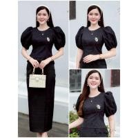 ราคา เสื้อลูกไม้อิตาลี สีดำ แขนพุ่ม (27715712693)