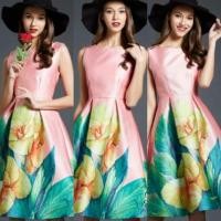 ราคา ชุดเดรสพิมพ์ลายผ้าซาตินซิลเนื้อนิ่ม (31921970)