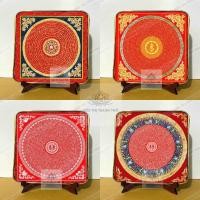 ราคา Shurangama Mandala ภาพวาดตั้งโต๊ะ 17x17 ซม. ขาไม้ ผิวไมกา ขอบสีทอง-ทองแดงสวยงาม (51211642613)