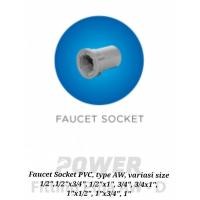 ราคา เบ้าก๊อกน้ํา PVC ชนิด AW ยี่ห้อ Power Standard SNI ขนาดวาริชั่น 1/2", 1/2"x3/4", 1/2"x1", 3/4", 3/4"x1", 1"x1/2", 1"x3/4" & 1" (55060511795)