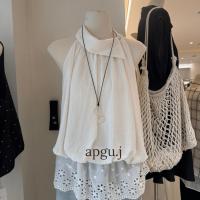 ราคา มาใหม่พร้อมส่ง (AJ016) Tina lace top เสื้อแขนกุด ระบายผ้าลูกไม้ สีขาว สไตล์เกาหลี ผูกคอ ชุดทำงาน ชุดไปทะเล (41330523165)