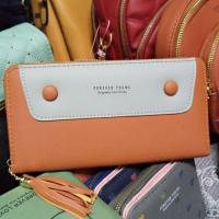 ราคา กระเป๋าสตางค์ใบยาวสีส้มทูโทน (3231857623)